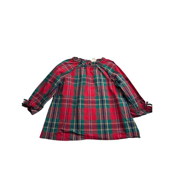 Crewcuts Girls Plaid Long Sleeve Top 8 Cotton Blend Red Green White Yellow Silve - Picture 1 of 5